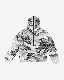 Худи Dragon half zip белый