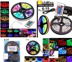 Светодиодная многоцветная RGB лента, 5 м. с блоком питания и пультом