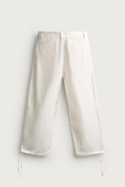 ZARA БРЮКИ RELAXED FIT ИЗ ЛЬНА И ВИСКОЗЫ, ЭКРЮ