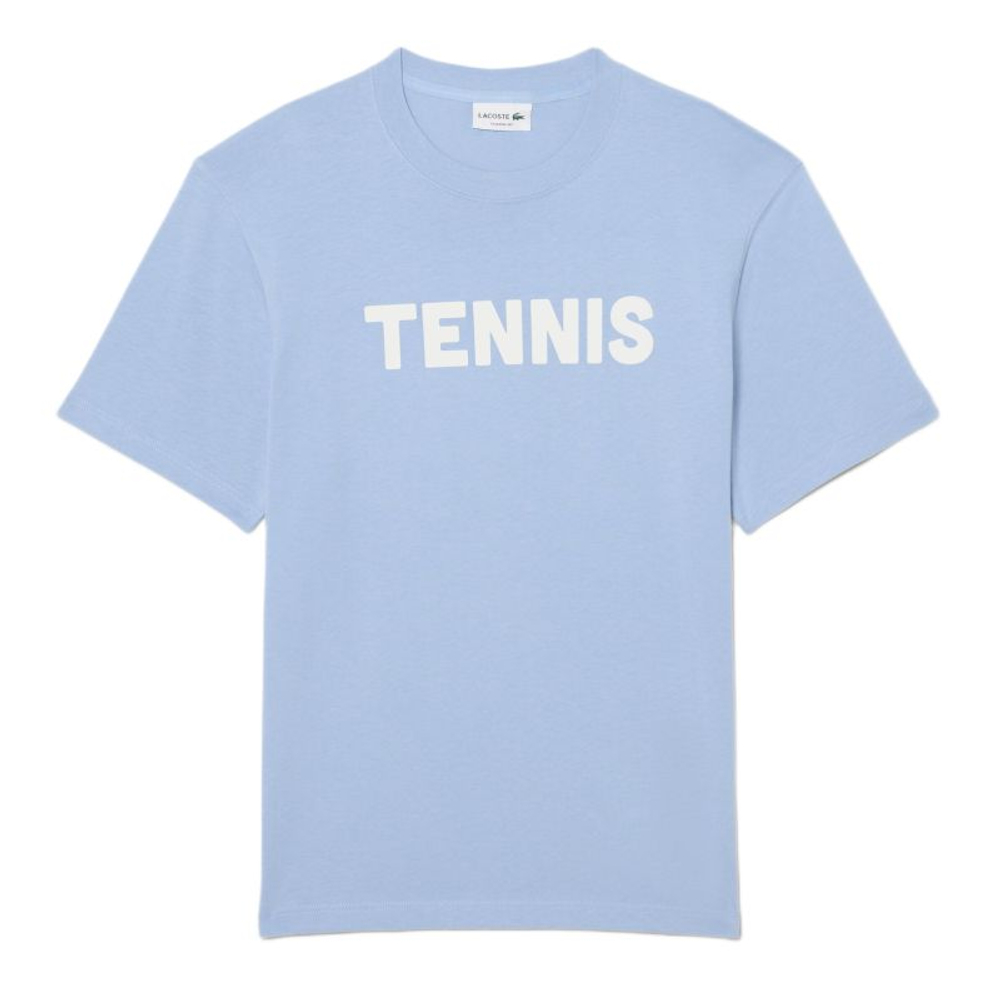 Мужская теннисная футболка Lacoste Printed Cotton - light blue