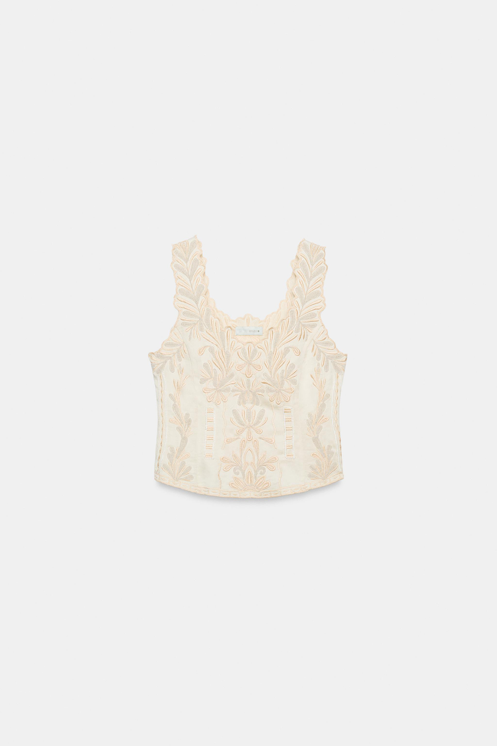 ZARA ТОП С ВЫШИВКОЙ — ZW COLLECTION, ЭКРЮ/БЕЖЕВЫЙ