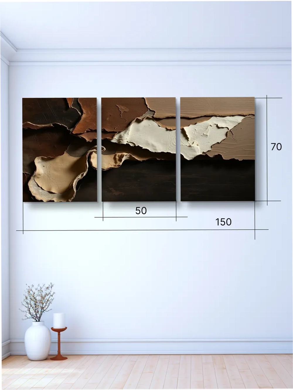 Картина Кожаная мозаика модульная 50x70см 3шт.