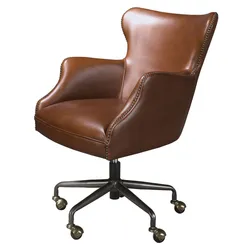 Вращающееся кресло Angel Cerda 4166 из темно-коричневой кожи