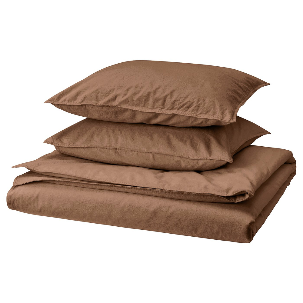 IKEA ÄNGSLILJA  (ИКЕА ЭНГСЛИЛЙА)  -  Пододеяльник и 2 наволочки - светло-коричневый 200x200/50x60 см