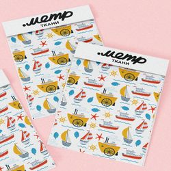 Ткань интерлок детские кораблики