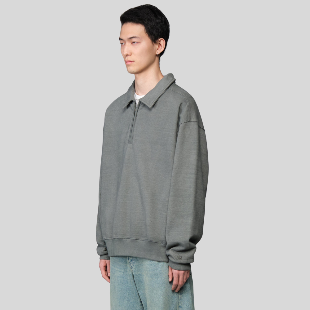 Свитшот Alpha Industries Essential 1/4 Zip Relaxed Fit Sweatshirt Wash Deep Forest (Тёмно-зелёный)