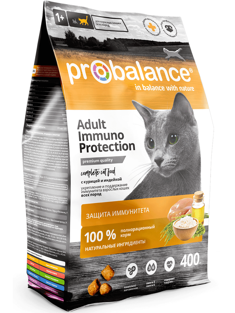 Сухой корм ProBalance Adult Immuno для взрослых кошек, курица и индейка, 400 г