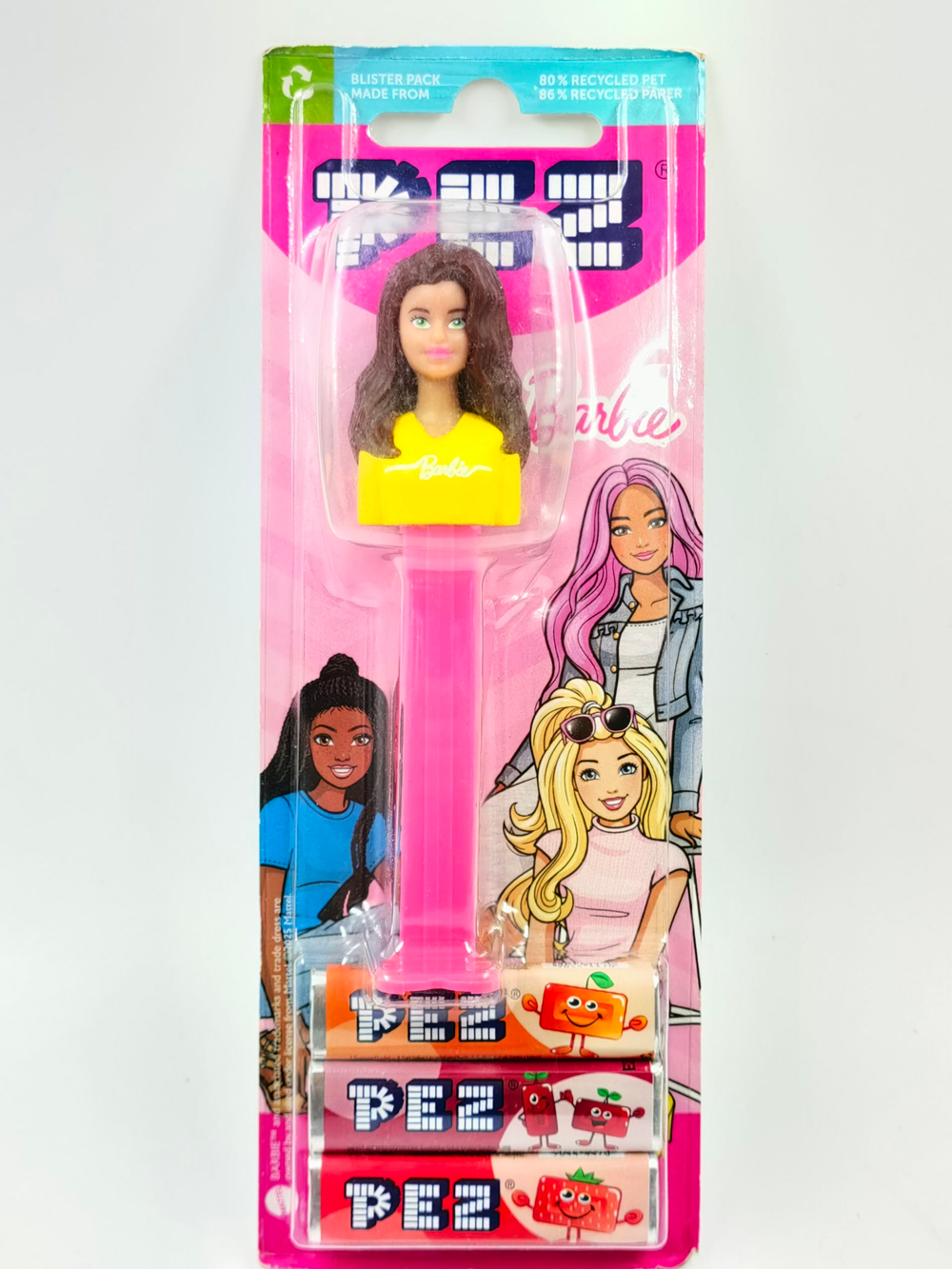 Конфеты PEZ с игрушкой, 3 набора с конфетами по 8,5 г и 1 игрушка-диспенсер (Венгрия)