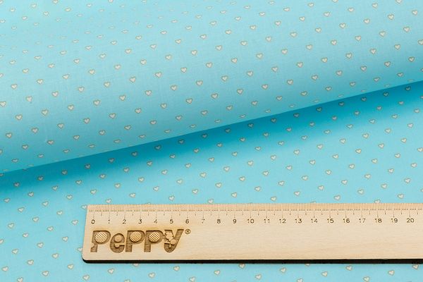 Ткань для пэчворка Peppy Бабушкин сундучок, рулон 112 см / 5 метров, БС-38 сердечки голубой, Peppy