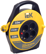 INDUSTRIAL Катушка УК10 4 места с заземлением с термозащитой 3х1,0мм2 10м IEK