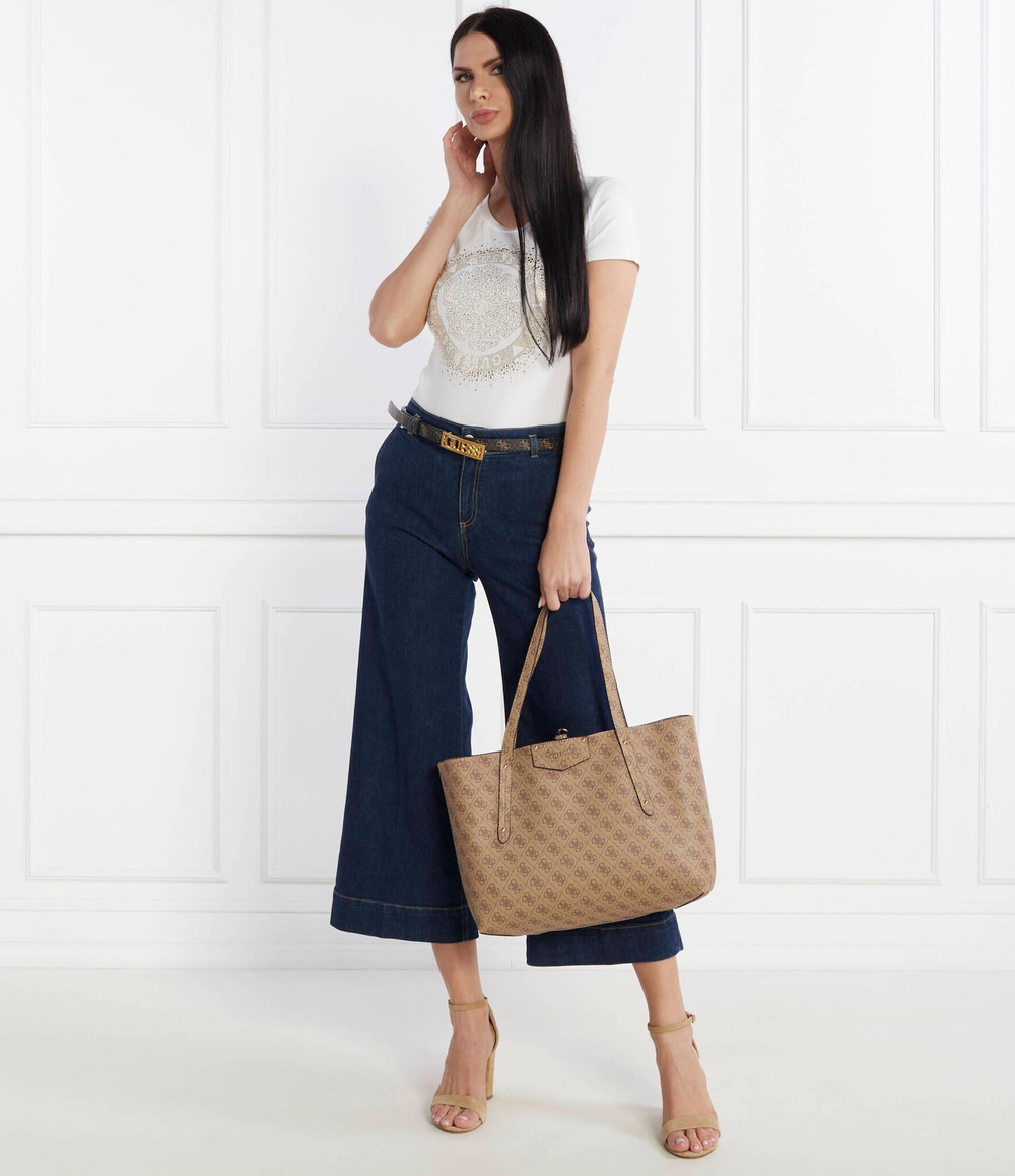 Двухсторонняя шопер 2 в 1+ поясная сумка Guess - коричневый(HWEBG8 39023)