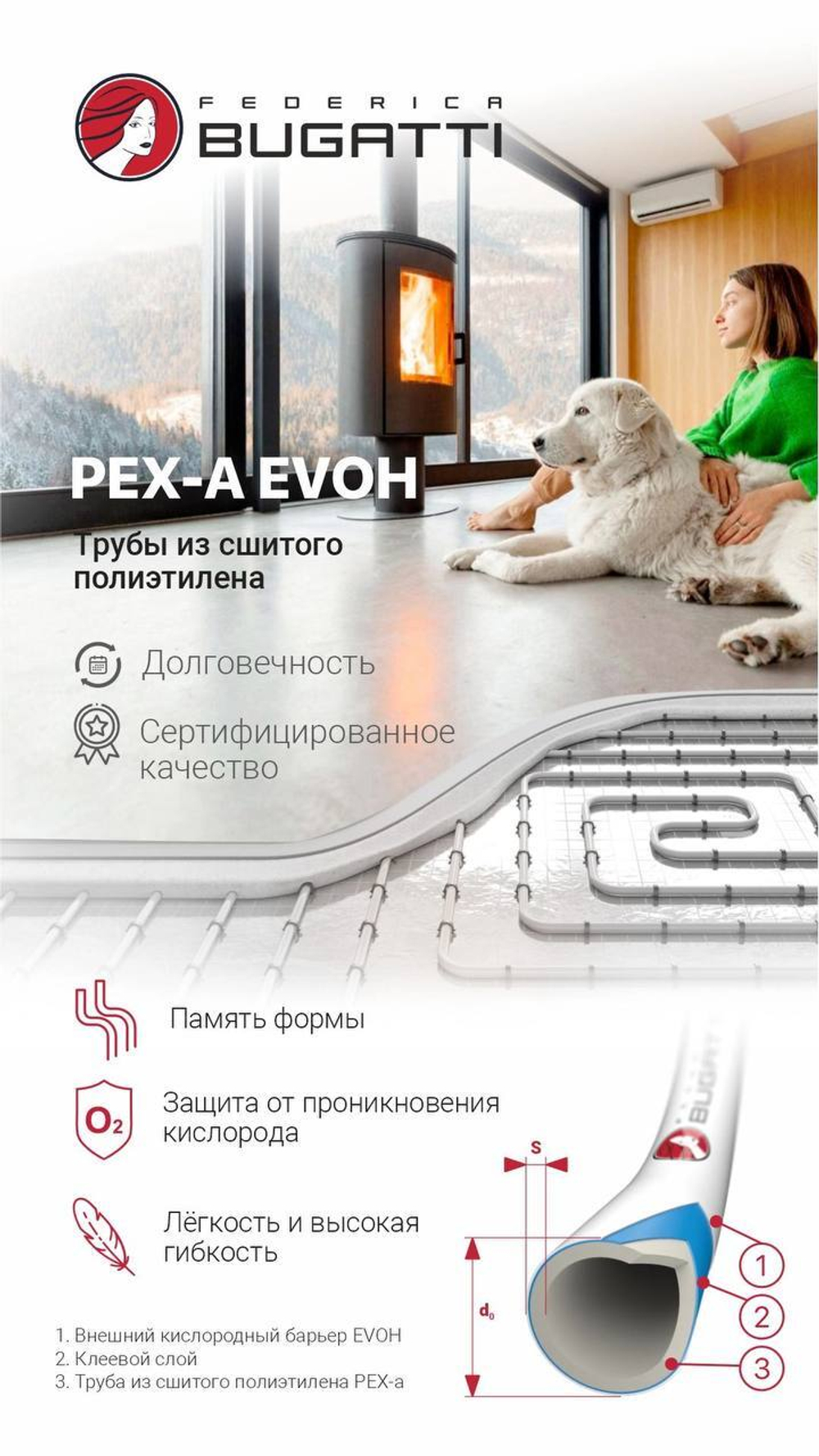 Труба PEX-a EVOH 16x2,2 Federica Bugatti 10 бар (бухта 240м)