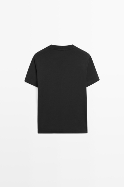 Massimo Dutti Футболка интерлок, короткие рукава, черный