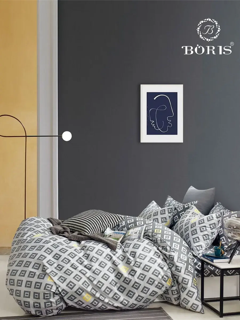 Постельное белье евро на резинке Boris