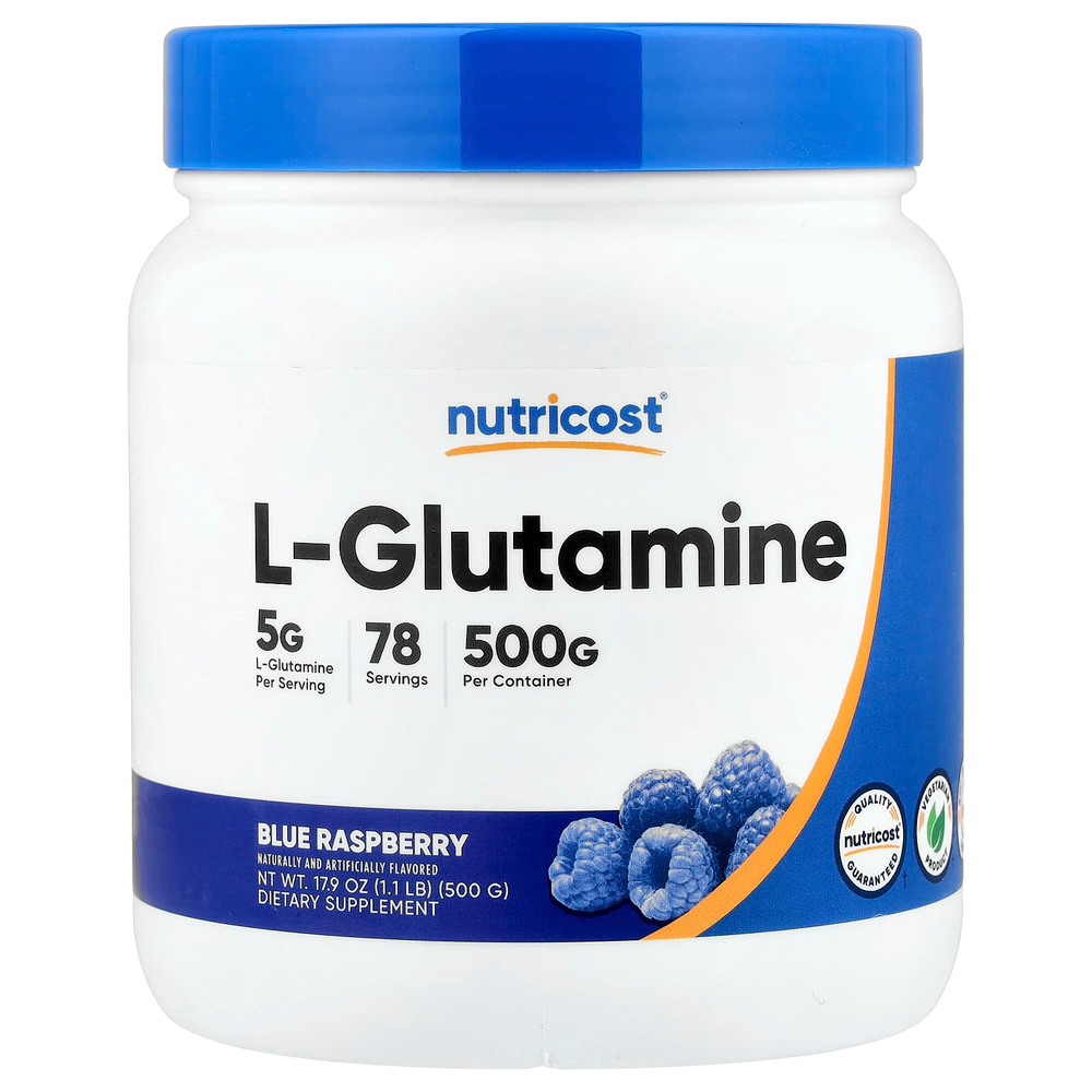 Nutricost, L-глютамин, со вкусом голубой малины, 500 г (17,9 унции)
