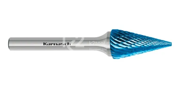 Борфреза твердосплавная Karnasch форма M (конус), 3х8х3х38 мм, универсальная насечка HP-3, покрытие Blue-Tec, арт. 11.5091-010