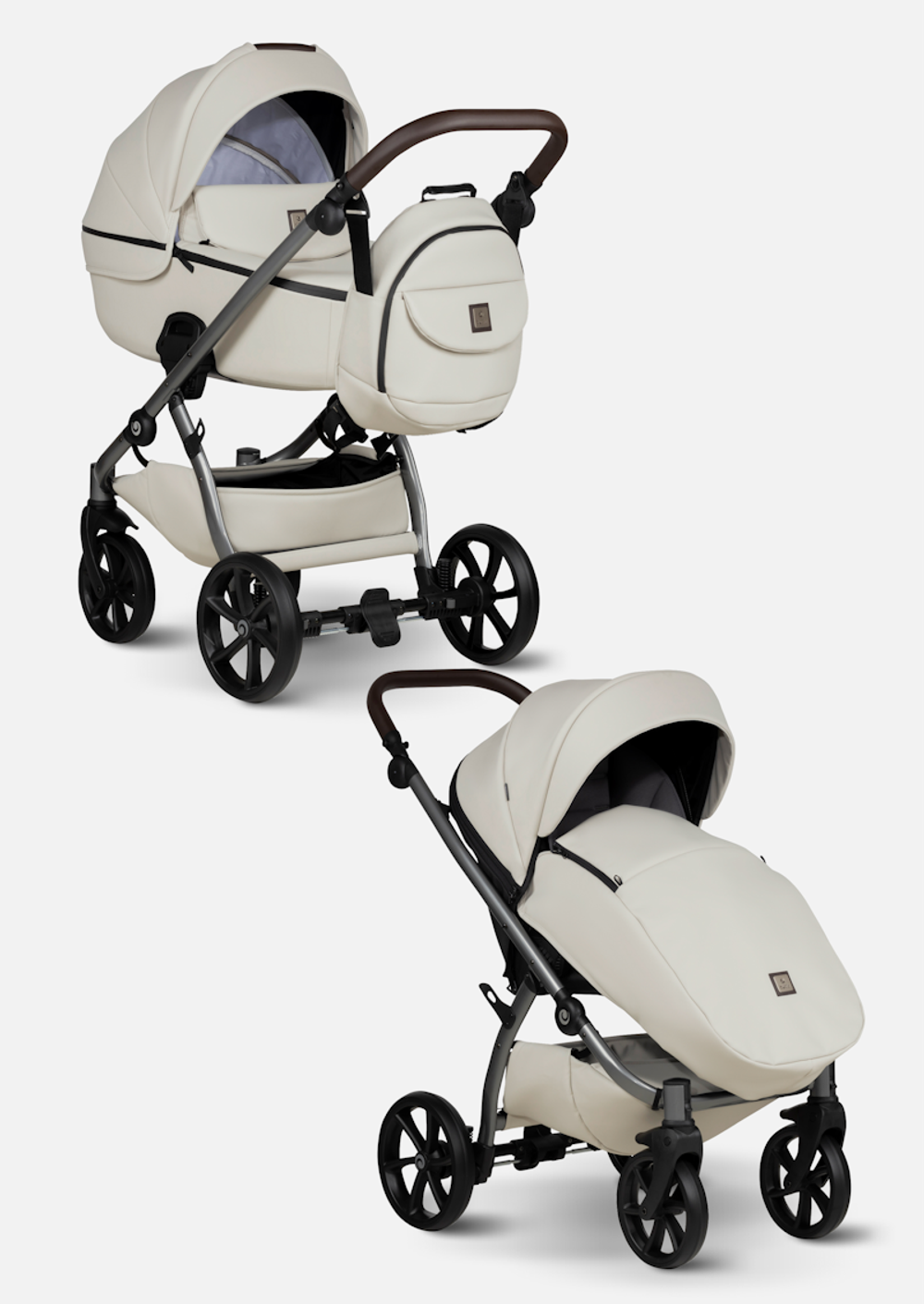 Tutis Коляска 2 в 1 UNO 5+ Leather Black Sesame