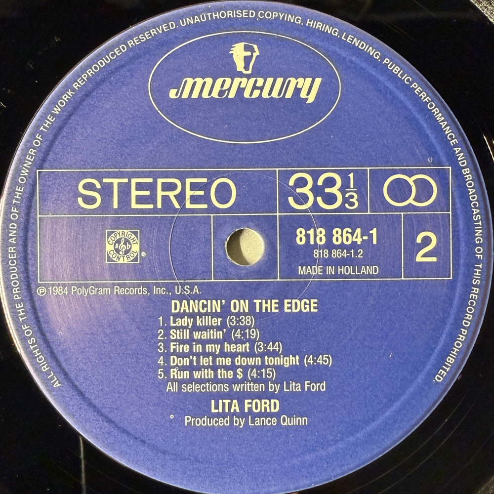 Lita Ford ‎– Dancin' On The Edge (Голландия 1984г.)