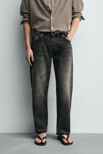 ZARA ДЖИНСЫ STRAIGHT FIT, УГОЛЬНЫЙ