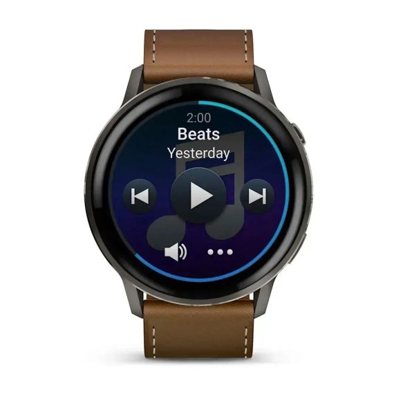 Garmin Venu 4 45 мм сланцевые смарт-часы с черным силиконовым ремешком и дополнительным коричневым кожаным ремешком