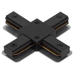 Коннектор питания ЭРА TR-1PA-СX BK для однофазного шинопровода X-образный черный | Однофазный шинопровод и аксессуары