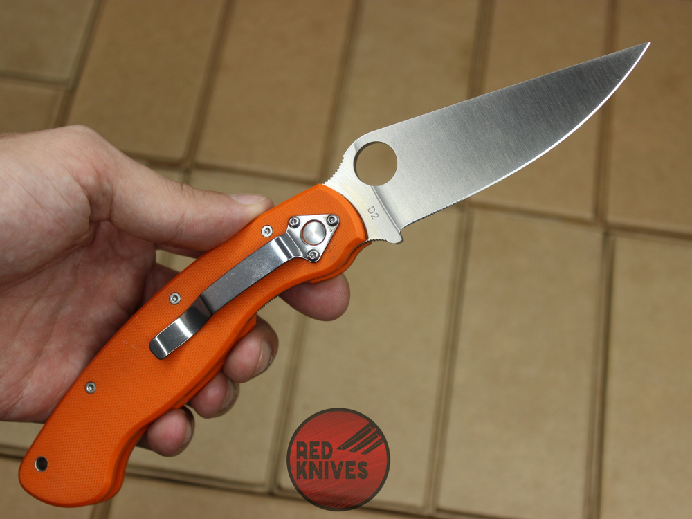 Складной нож Steelclaw Боец-3 (Реплика Spyderco Military), оранжевая рукоять - сталь D2