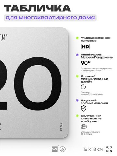 Табличка с номером этажа 20, для многоквартирного жилого дома, серия СОСЕДИ, 18х18 см, пластиковая, Айдентика Технолоджи