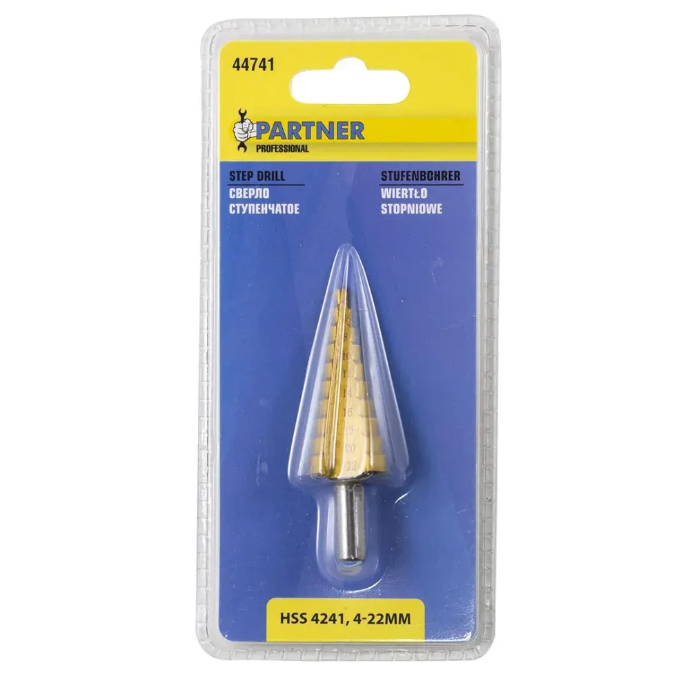 Сверло ступенчатое HSS 4241(4-22мм), в блистере Partner PA-44741