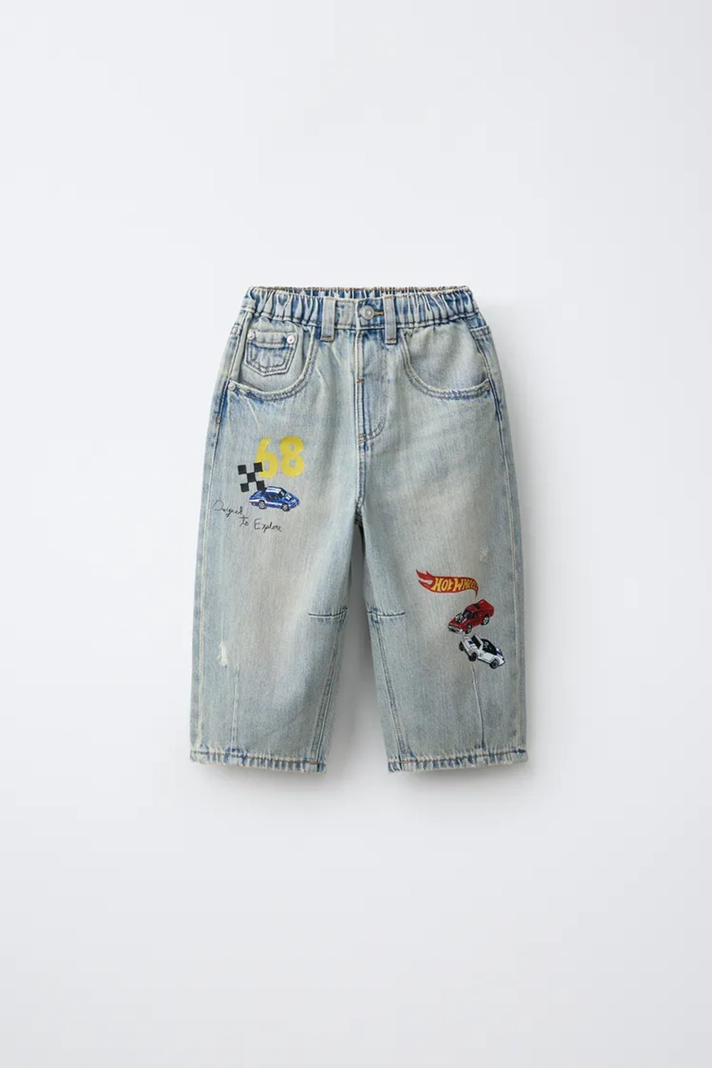 ZARA ДЖИНСЫ BAGGY HOT WHEELS MATTEL ©, ГОЛУБОЙ