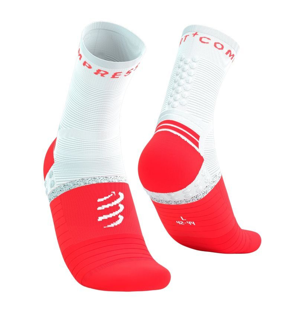 Теннисные носки Compressport Pro Marathon V2.0 1P - fluo red/white