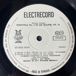 Винтажная виниловая пластинка LP Джордже Энеску George Enescu, Симфония Simfonia Nr. 3 In Do Major, Op. 21 (Румыния 1977)