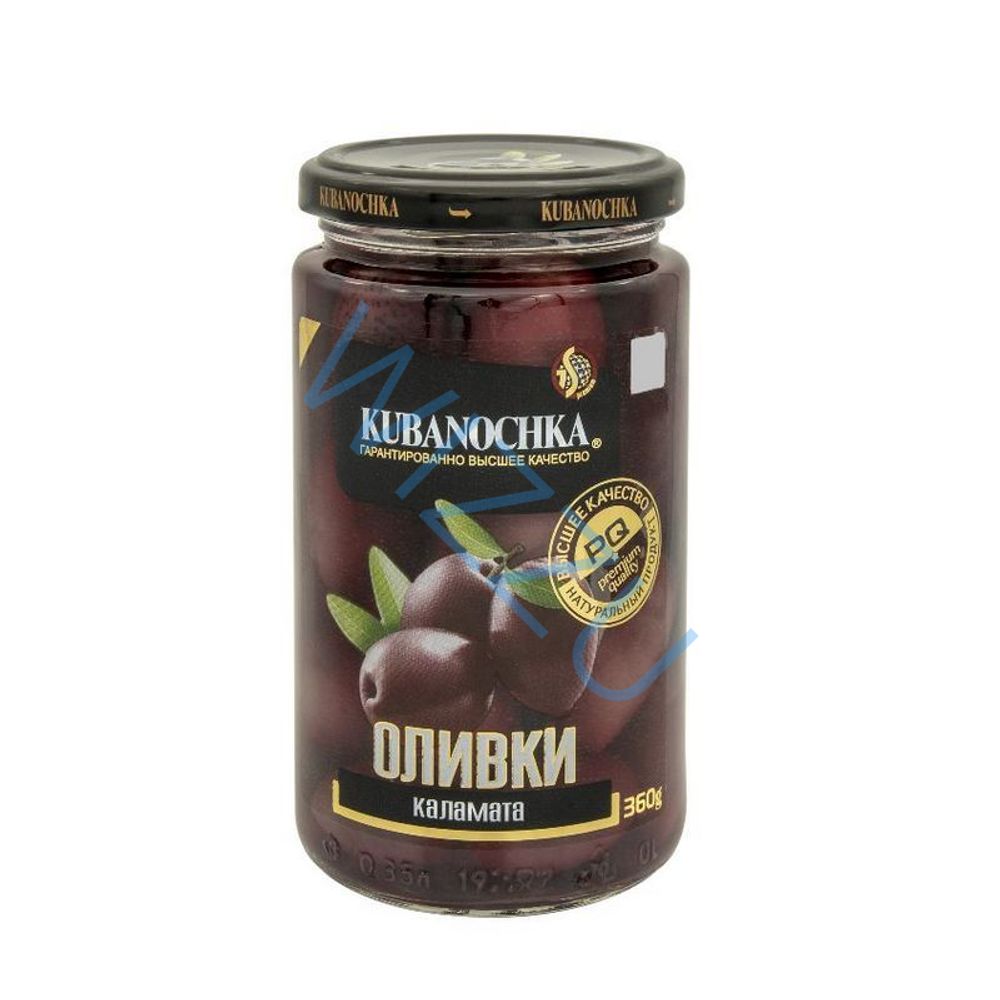 Оливки Каламата с косточкой ТМ Кубаночка ст/б 360 гр