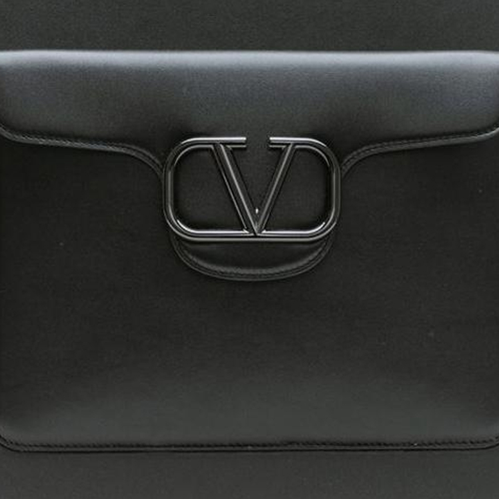 Valentino Leather Laptop Bag Regular Men"s Black