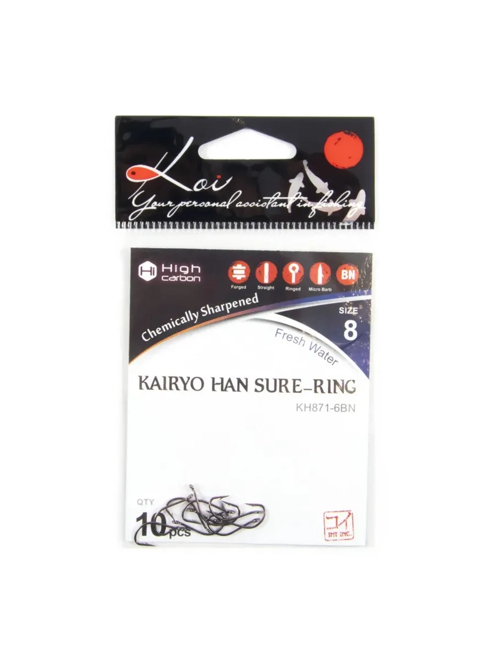 Крючок KOI "KAIRYO HAN SURE-RING", размер 8 (INT)/6 (AS)