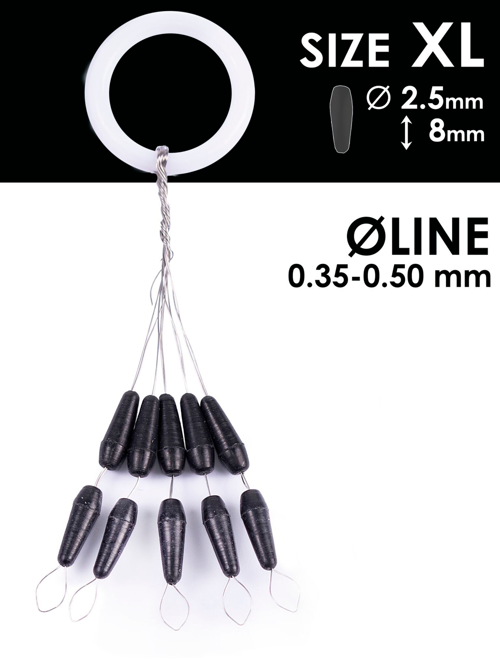 Стопоры резиновые Salmo RUBBER CONE STOPS р.004XL 10шт.