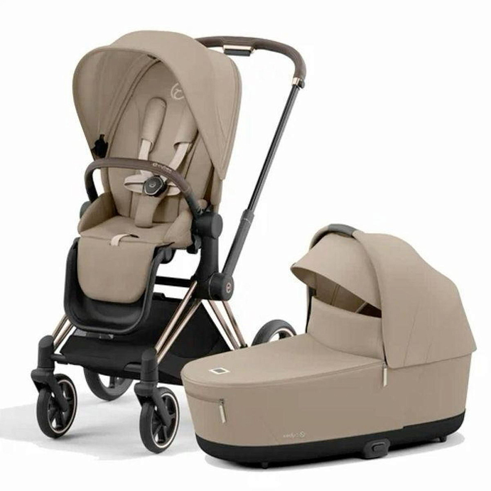 Коляска Cybex Priam IV Rosegold complete Cloud G Ocean Blue Plus Base G 3 в 1 Cozy Beige