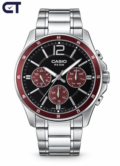 CASIO MTP-1374D-5A CASIO Collection мужские наручные часы — тёплый коричневый циферблат, день недели, дата и 24-часовой индикатор