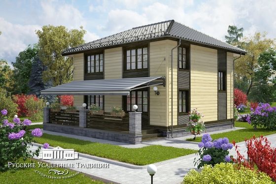 Проект двухэтажного дома "Марсель" 147 кв.м. с открытой террасой