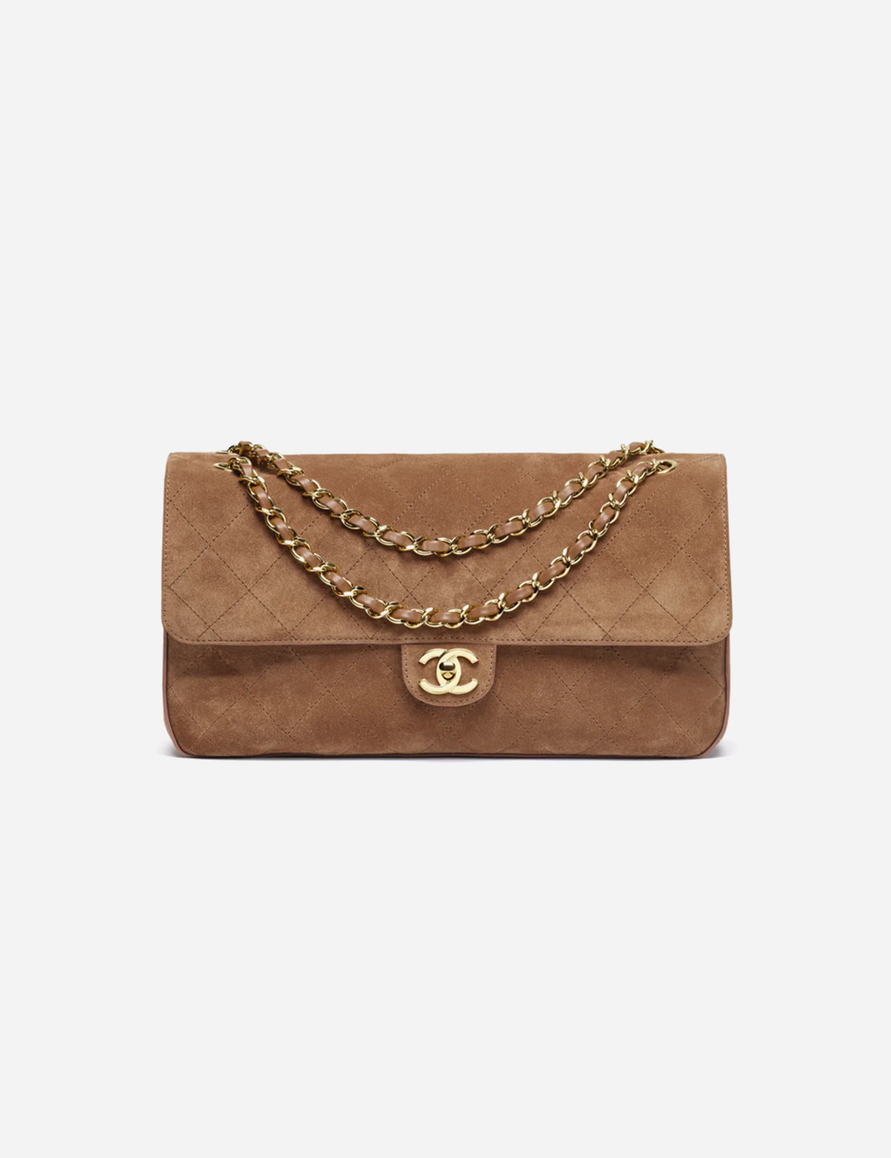 Сумка Chanel Maxi Flapbag Suede Calfskin & Gold Metal "Camel"