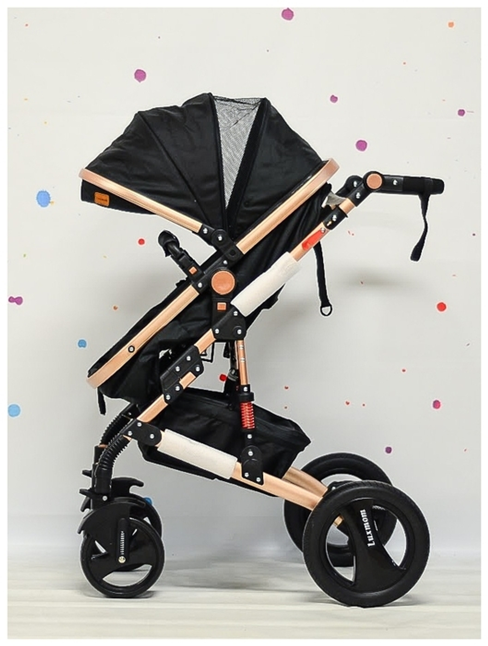 Коляска Belecoo/Luxmom 530-W 2в1 Чёрный текстиль