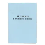 Бланк документа "Вкладыш в трудовую книжку", 88х125 мм, ГОЗНАК