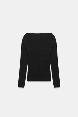 ZARA ДРАПИРОВАННЫЙ ТОП С ЗАПАХОМ, ЧЕРНЫЙ