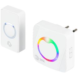 Звонок дверной ЭРА POLYCOLOR C101 беспроводной RGB подсветка от сети белый 36 мелодий | Электротовары