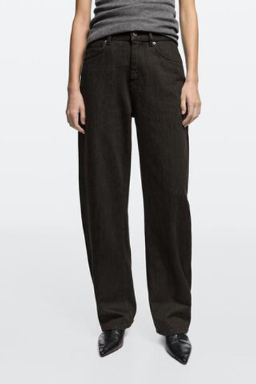 Massimo Dutti Джинсы средней посадки с зауженным кроем, коричневый