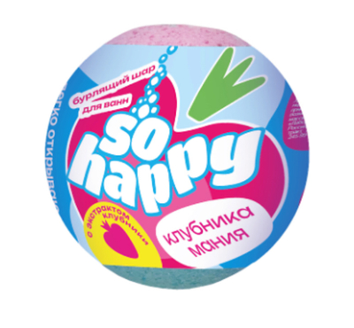 Laboratory Katrin 601129 Бурлящий шар для ванны "SOHappy" Клубника Мания, 120г §