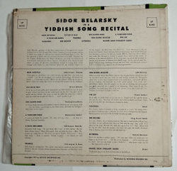 Винтажная виниловая пластинка LP Sidor Belarsky In A Yiddish Song Recital (USA 1957)