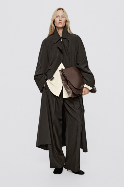Massimo Dutti Тренч с драпированным воротником - Limited Edition, коричневый
