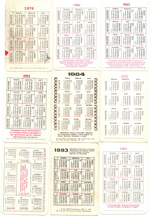 Календарики карманные 25 штук. Страхование 1978 - 1987 гг.