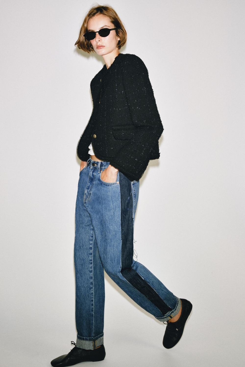 ДЖИНСЫ ZW COLLECTION С ПОДВОРОТАМИ И СРЕДНЕЙ ПОСАДКОЙ — ZARA