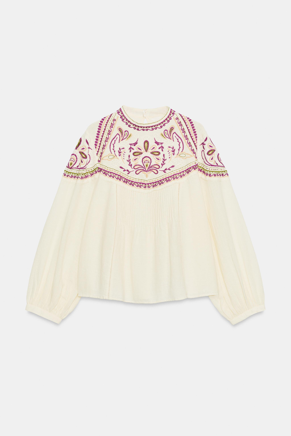 ZARA БЛУЗА С ВЫШИВКОЙ, ЭКРЮ